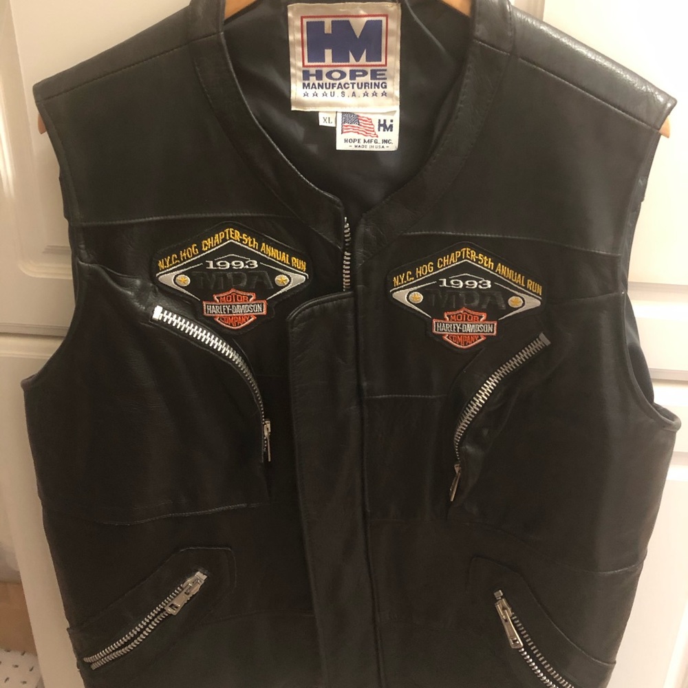 Black leather vest